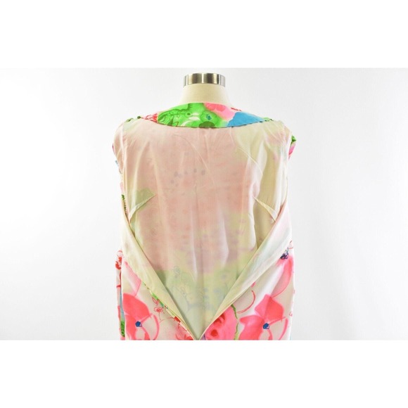 70s Pyschedelic Maxi Dress Boat Neck Bright Pink Tie Sleeves Size S Boho Dresses - Picture 5 of 5